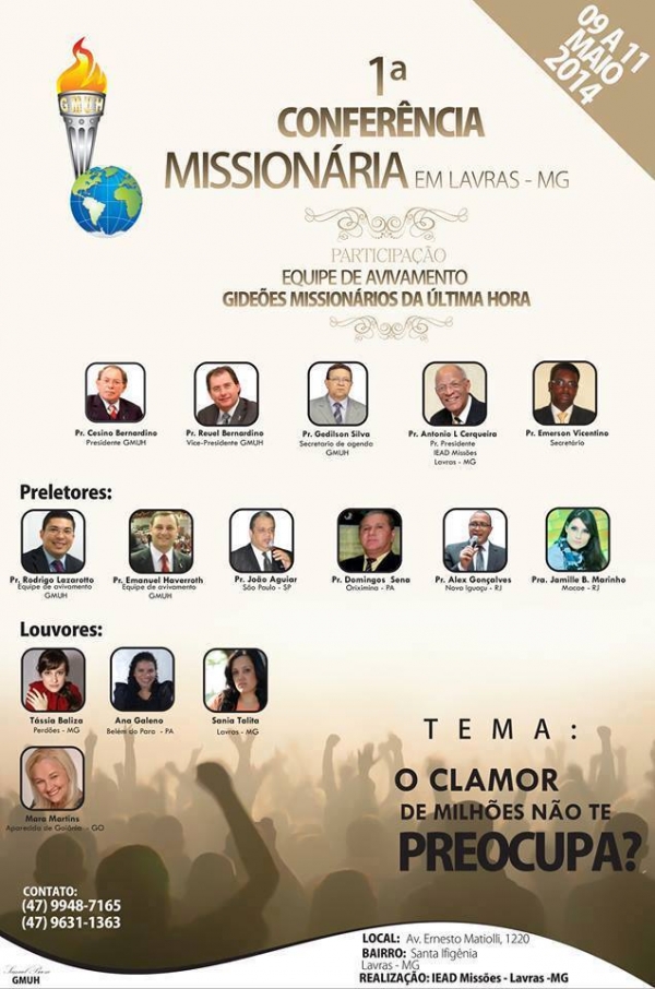 1ª Conferência Missionária será realizada pelo GMUH em Lavras